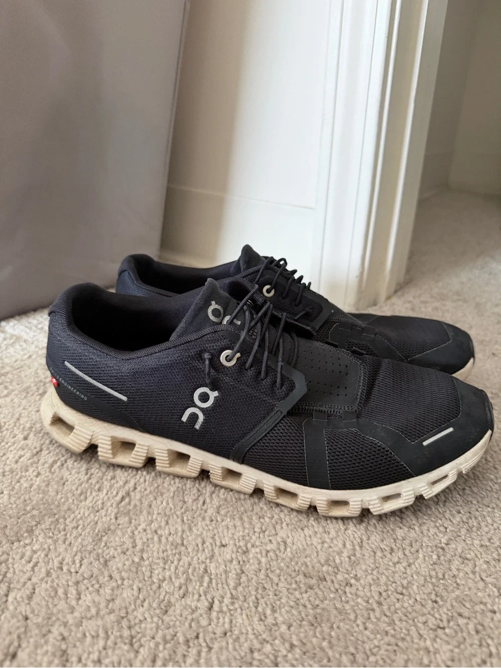 On Running Men's Cloud Sneakers in Black with White Sole